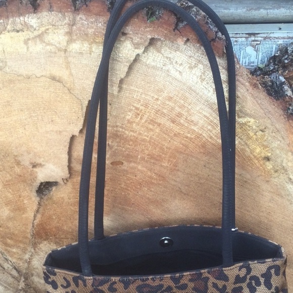 NINE WEST 3 Compartment Animal Print Purse EUC Browns and Black Snap Closure - Picture 8 of 14